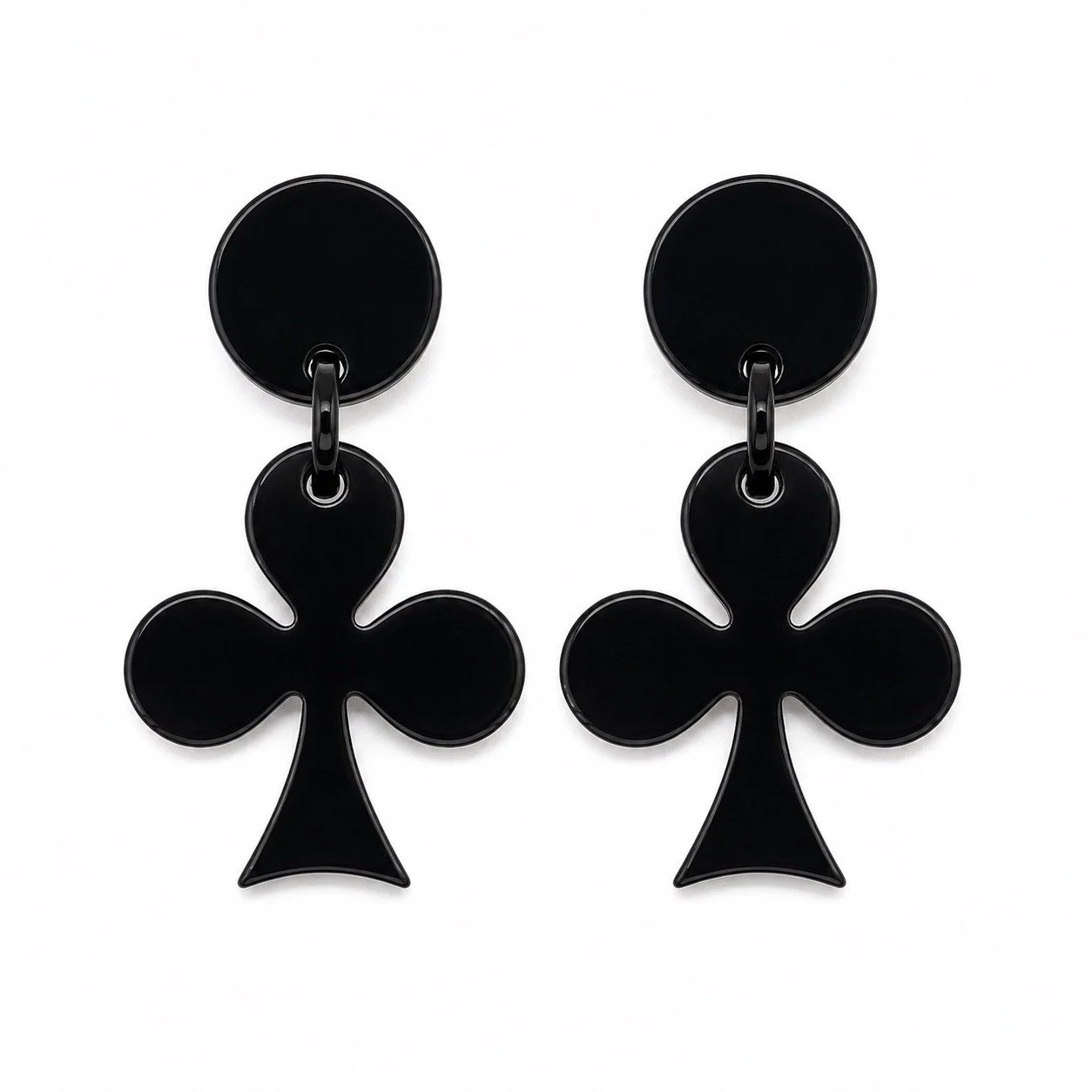 Marion Godart Black Clover Clip On Earrings