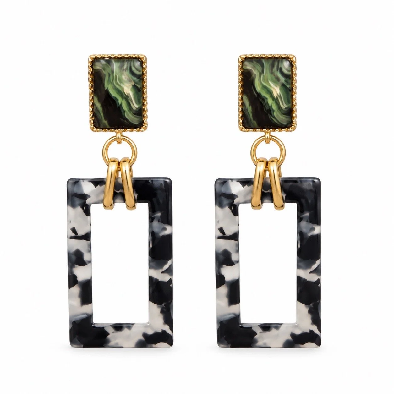 Marbled Geometric Drop Earrings