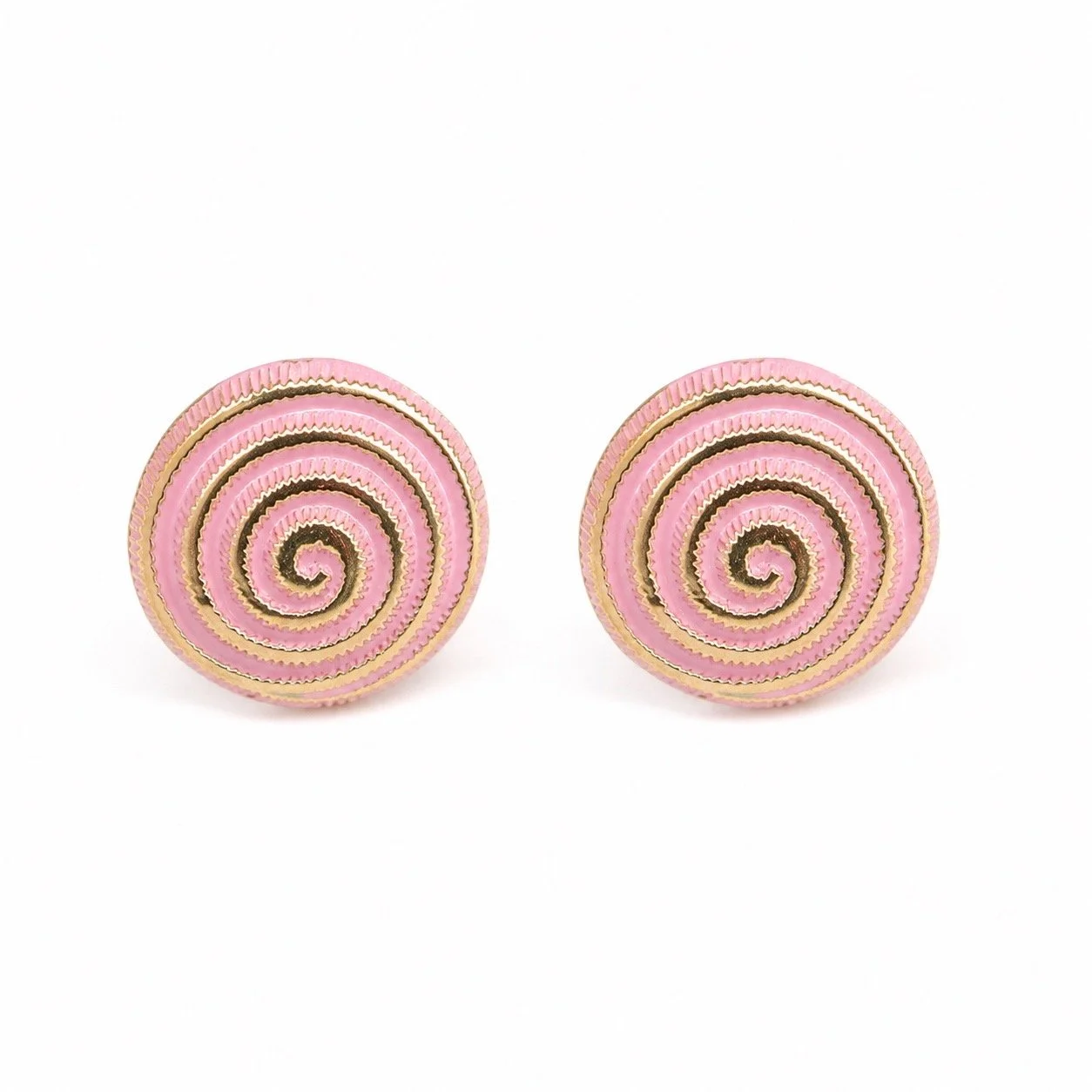 Pink/Gold Spiral Clip On Earrings