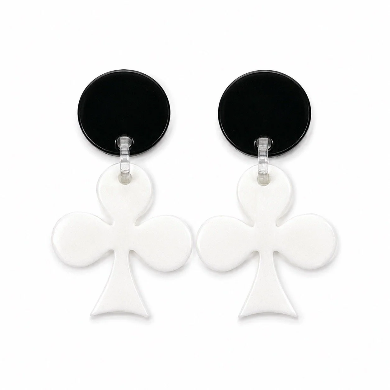 Marion Godart White Clover Clip On Earrings