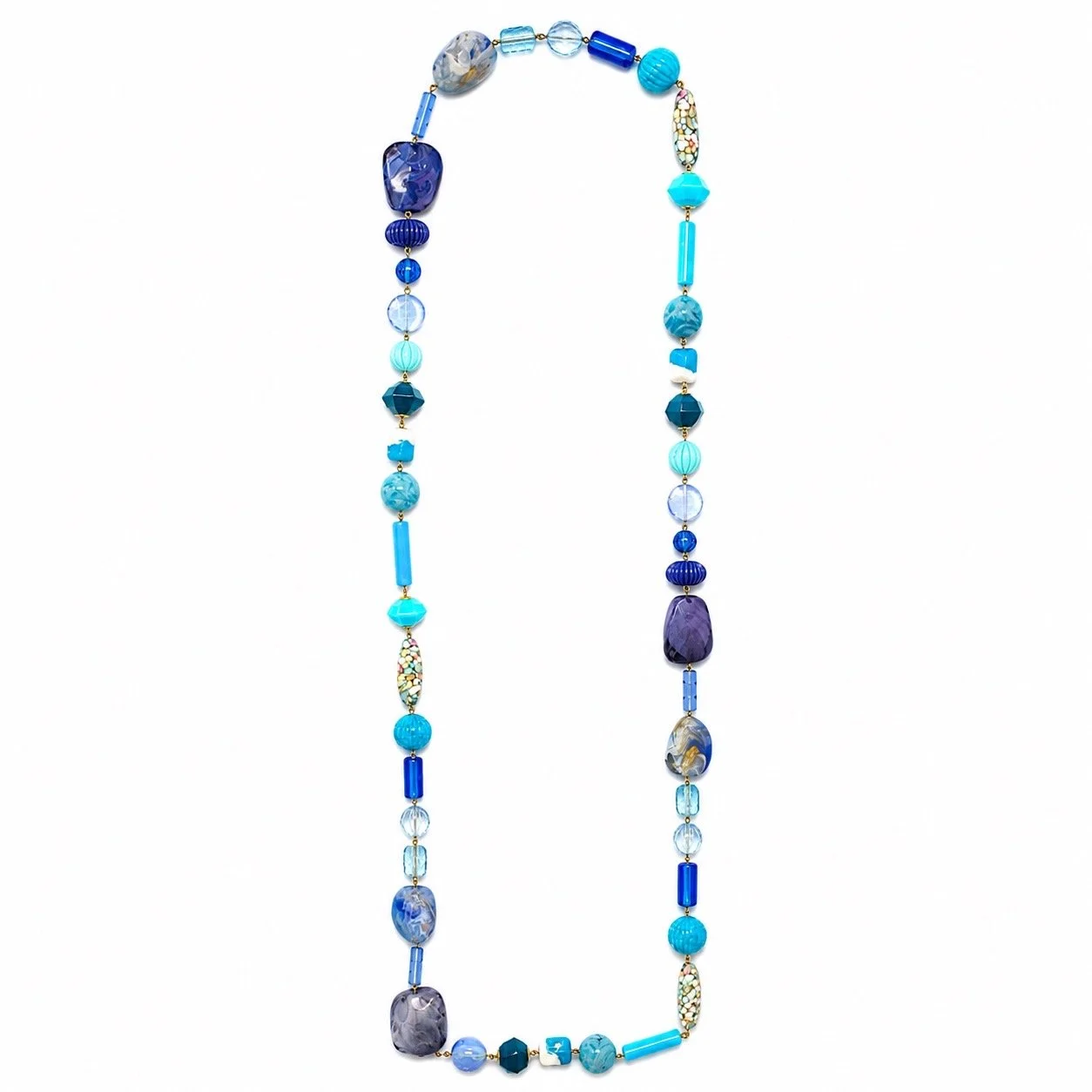 Blue Spheres Statement Beaded Necklace