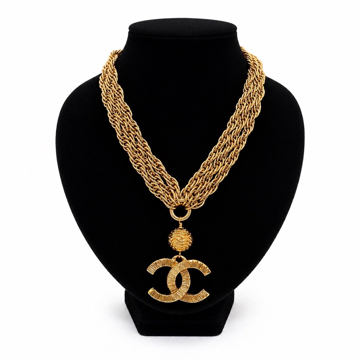 Vintage Chanel Multi-Strand CC Pendant Necklace