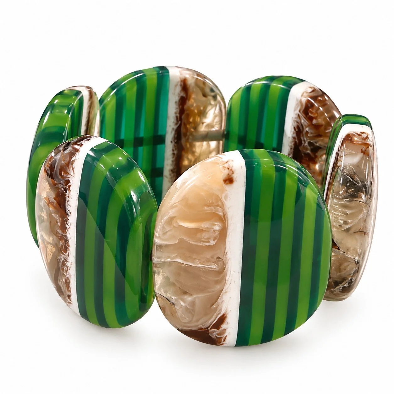 Green Striped Resin Bracelet