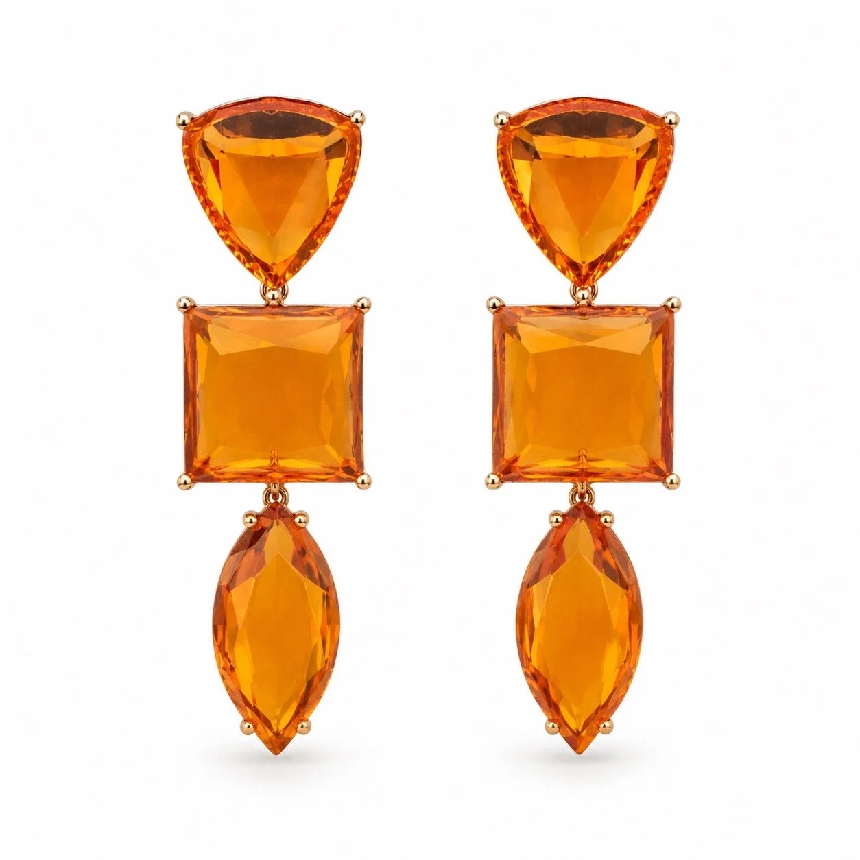 Geometric Drop Orange Earrings