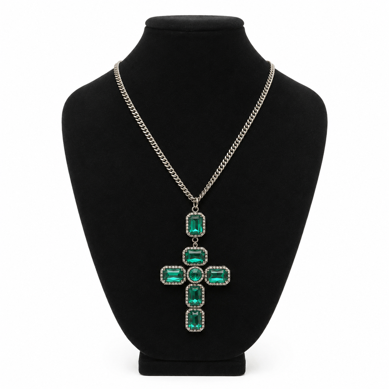 Cristina Sabatini Green Cross Necklace