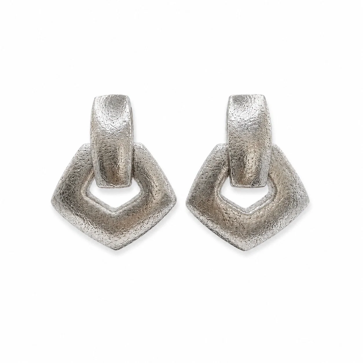 Monies Geometric Silverleaf Clip On Earrings