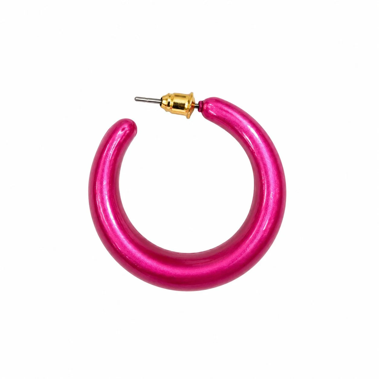 Glossy Magenta Hoop Earring.jpg