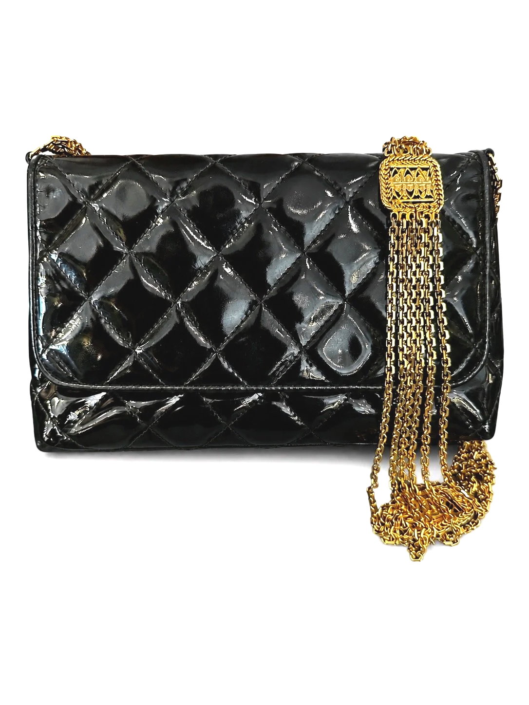 Chanel Matelasse Chain Shoulder Bag Black Leather