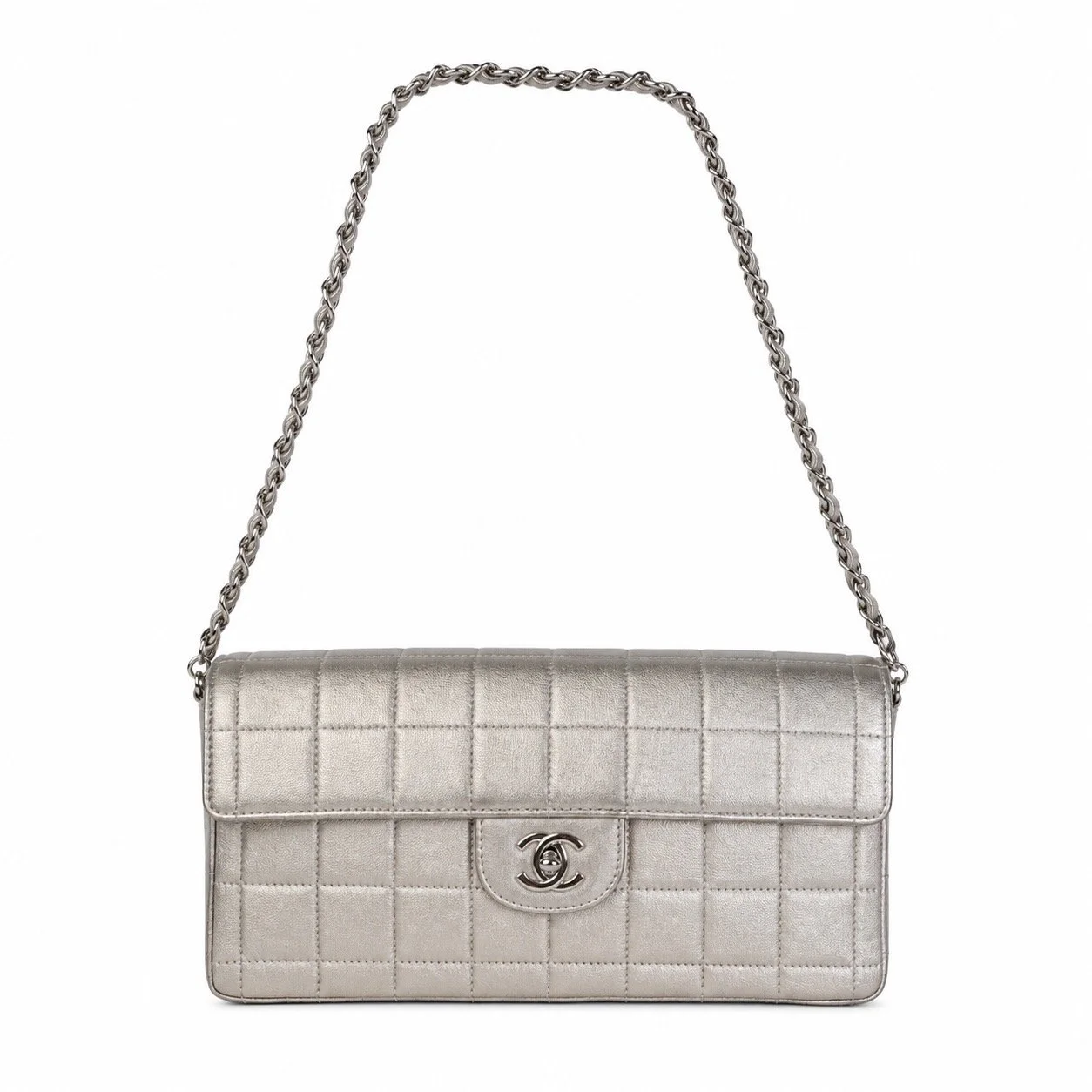 Chanel Silver Chocolate Bar Bag