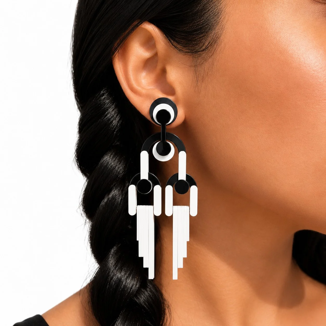 Geometric Black-and-White Chandelier Earring.jpg