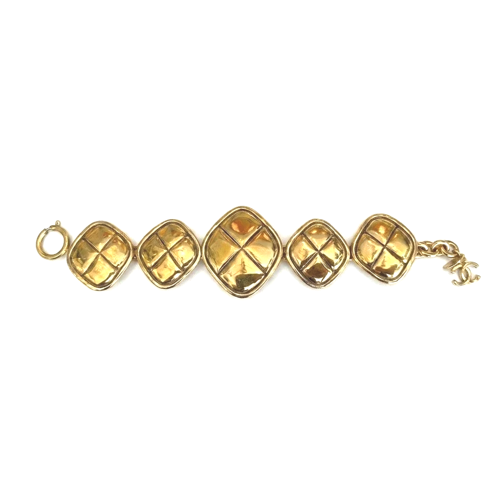 Chanel Quilted Matelassé Rhombus/Square Link Bracelet