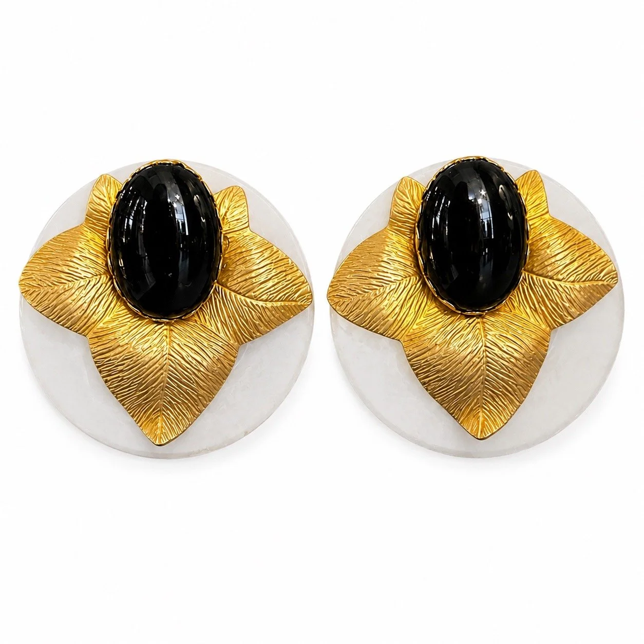 Frosted Lucite Clip On Earrings