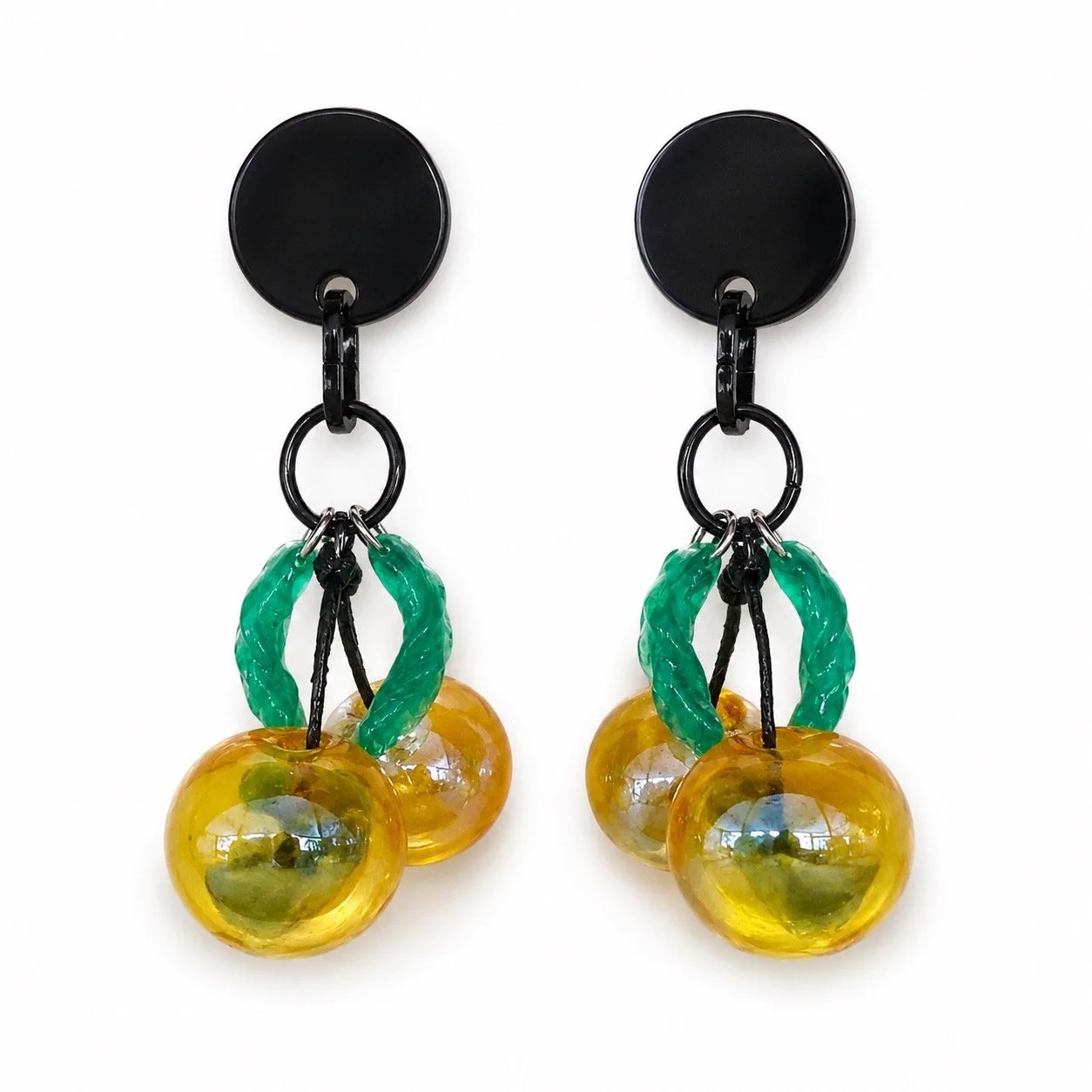 Yellow Cherries Clip On Earrings