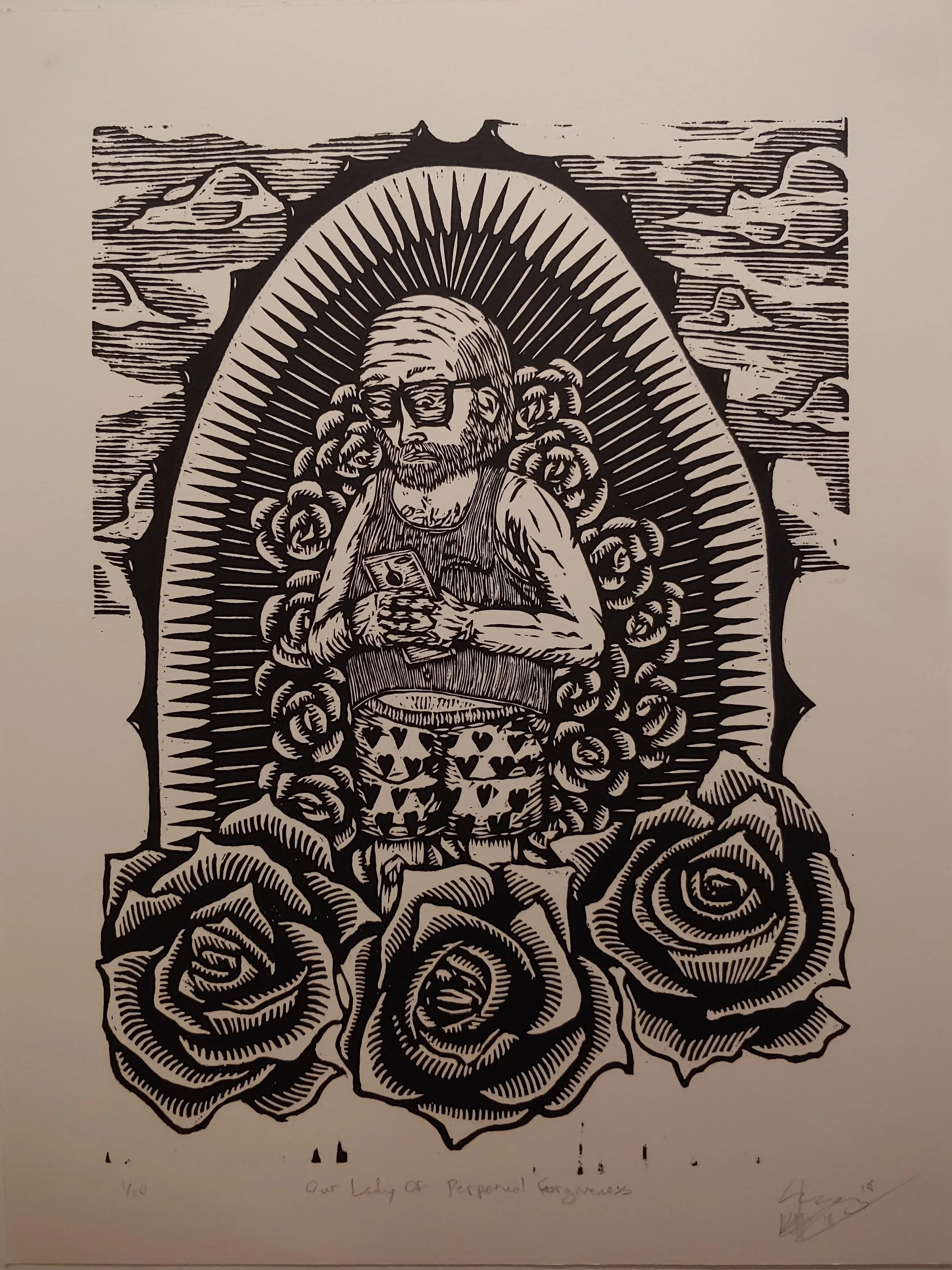 Our Lady of Perpetual Forgiveness Woodcut 15.5 x 20.5