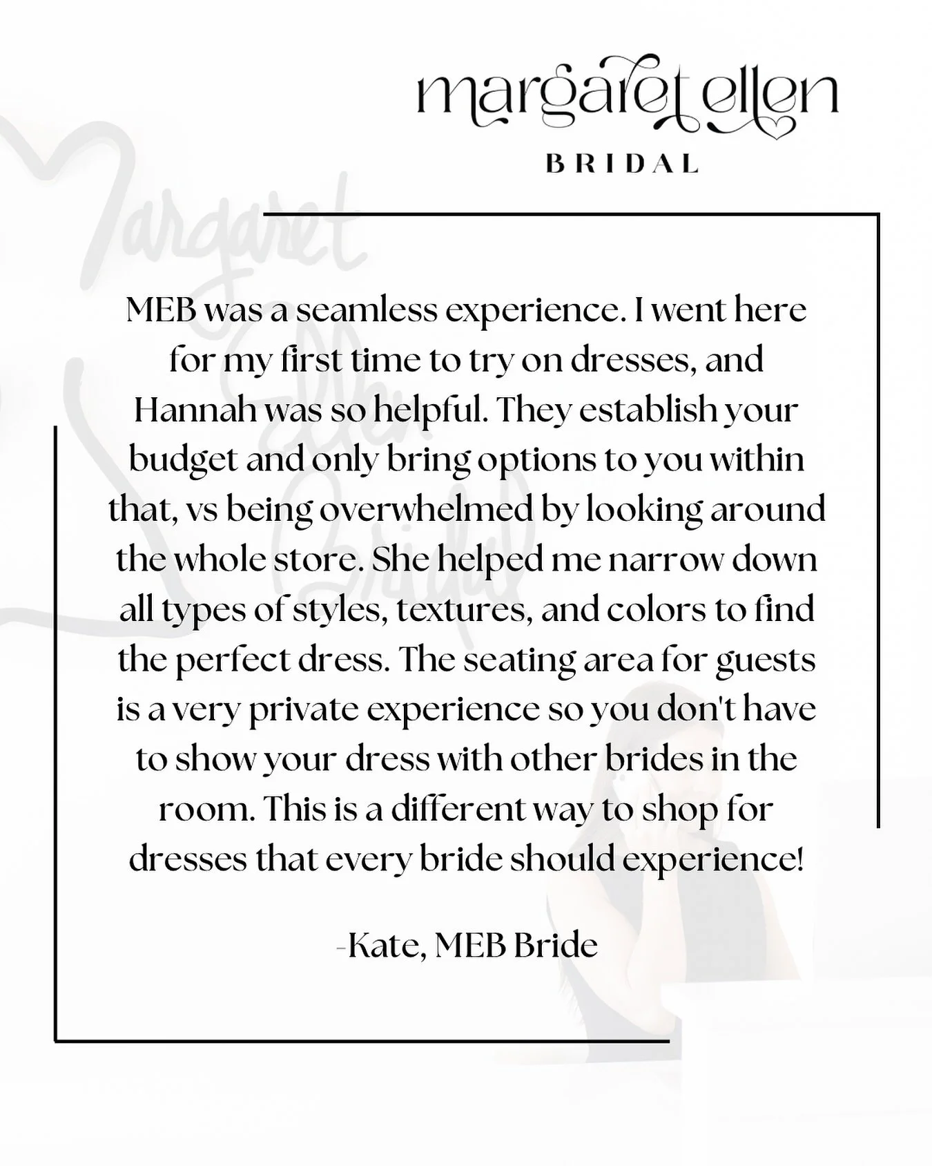 Happy Tuesday everyone✨ Thank you Kate for these sweet words! Feeling so grateful today for our MEB brides and the friendships that have been created. You mean the absolute world to us! CHEERS🥂

To schedule your appointment with us, click the link i