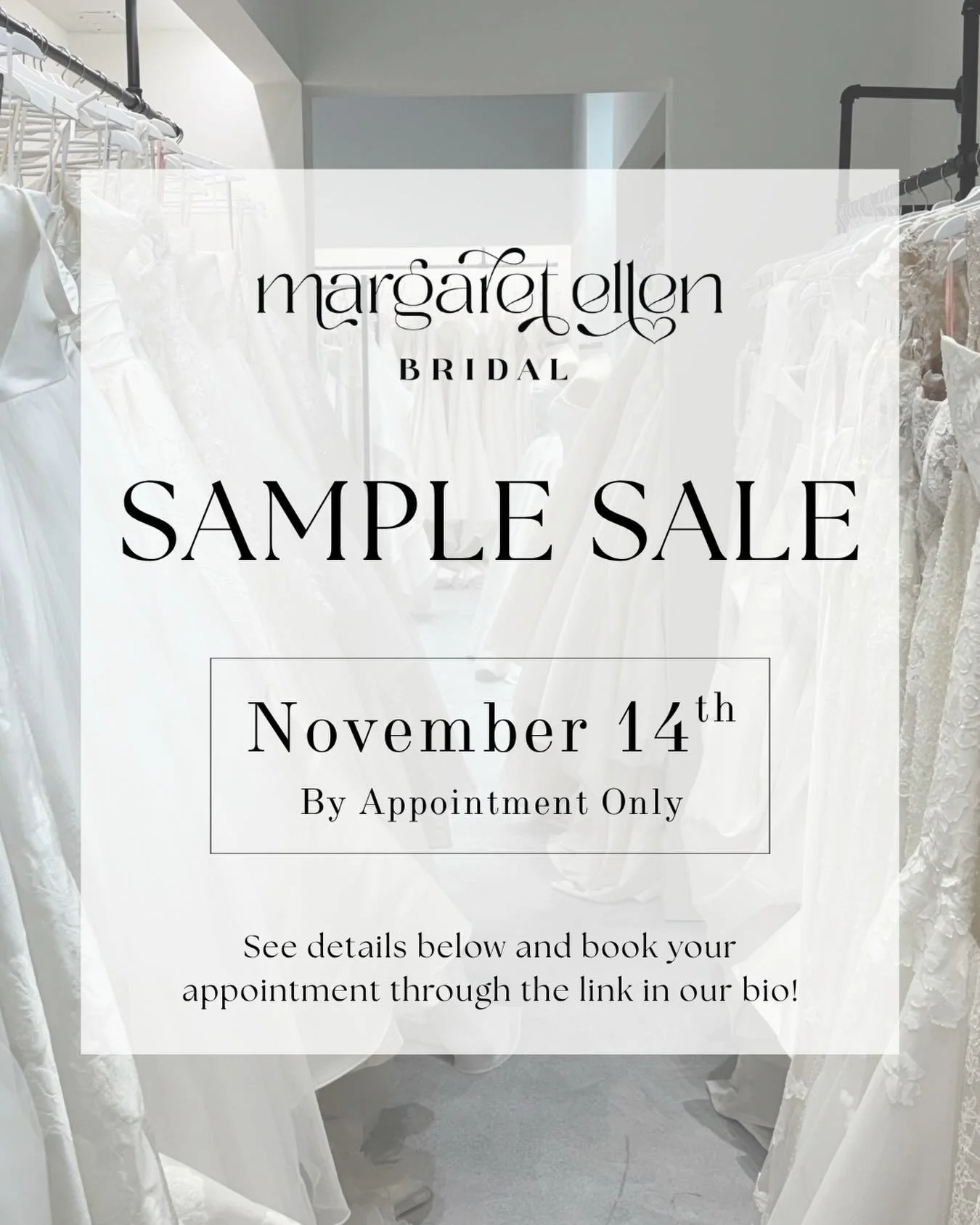 It&rsquo;s time for our Winter Sample Sale and YOU DO NOT WANT to miss it! Want a designer look for less? Join us for ONE DAY ONLY of great deals NOVEMBER 14th! Sample gowns will start at $500! Read below to see if this type of appointment is good fo