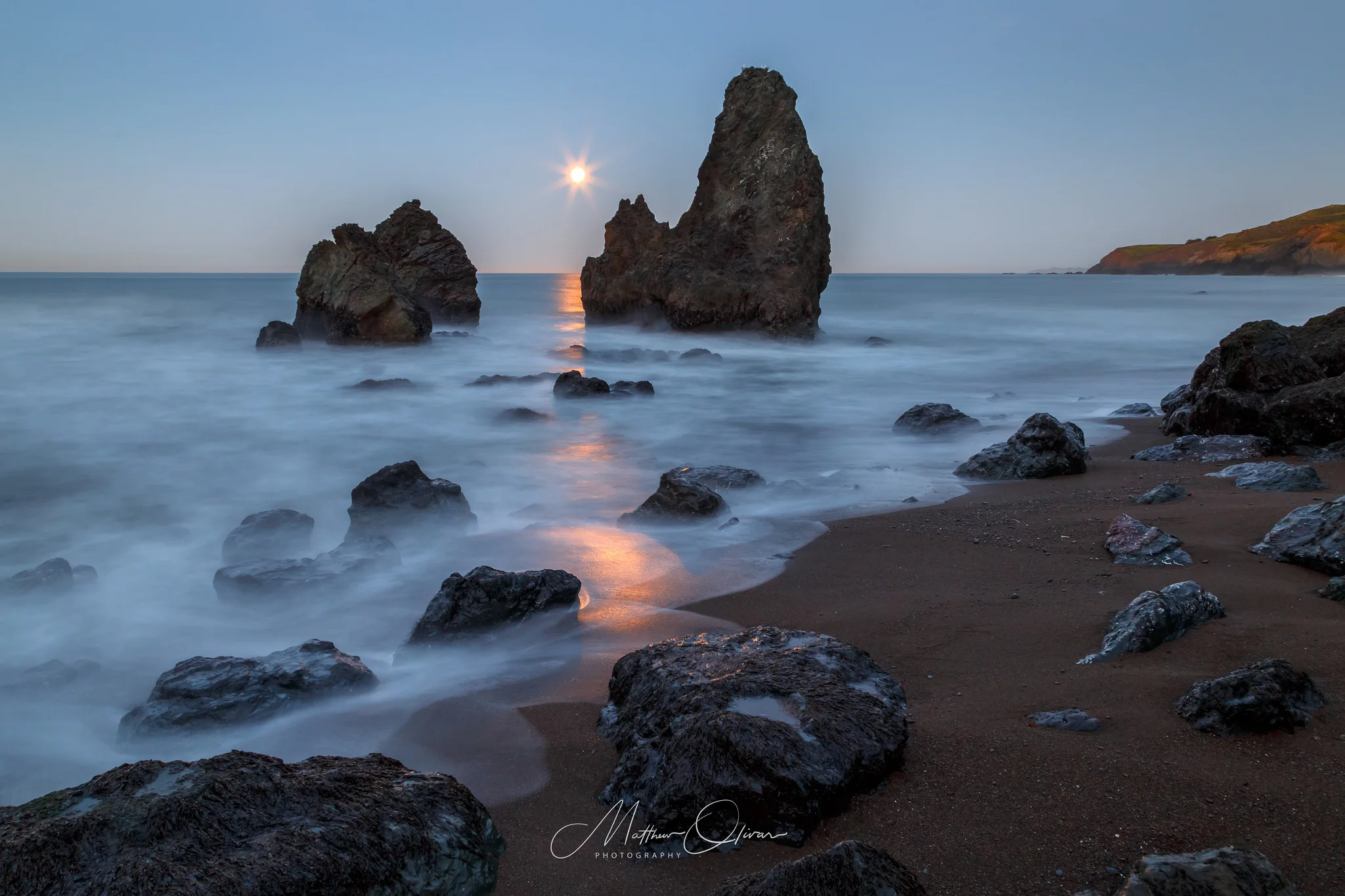 Moonset at Rodeo Beach