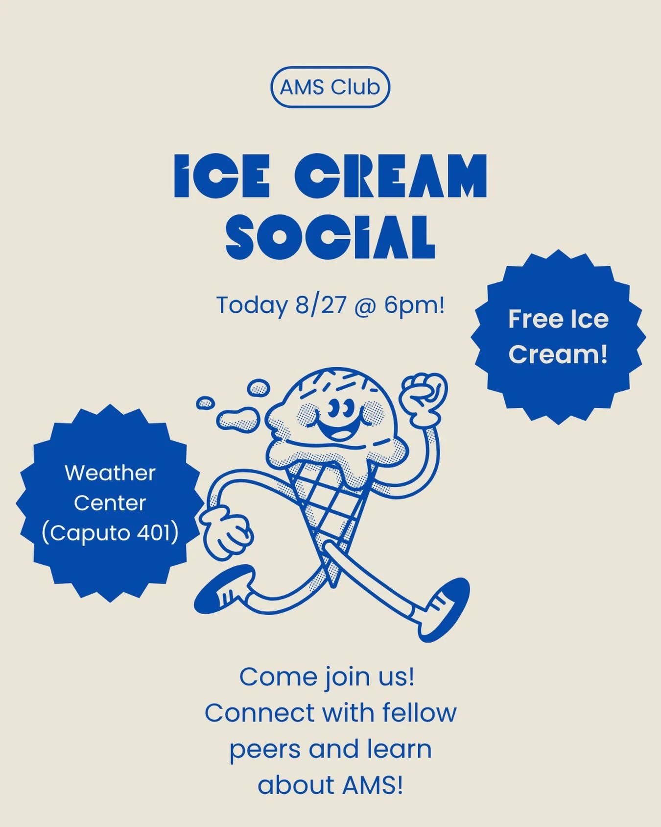 Don&rsquo;t forget about the Ice Cream Social TODAY at 6pm in the weather center (Caputo 401)! Come join us for some FREE ice cream and an amazing opportunity to learn about AMS and connect with your fellow peers! Hope to see you all there!