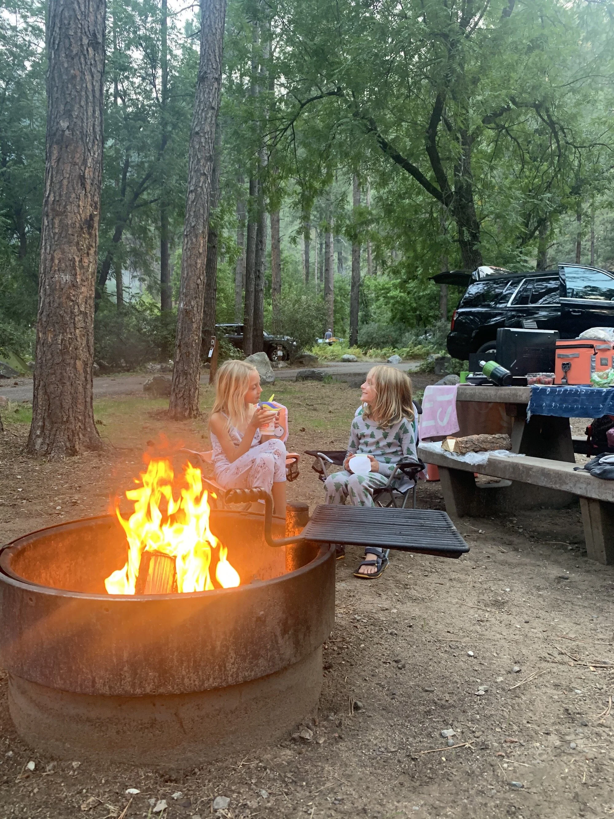 Settling in to the camp site for the night.