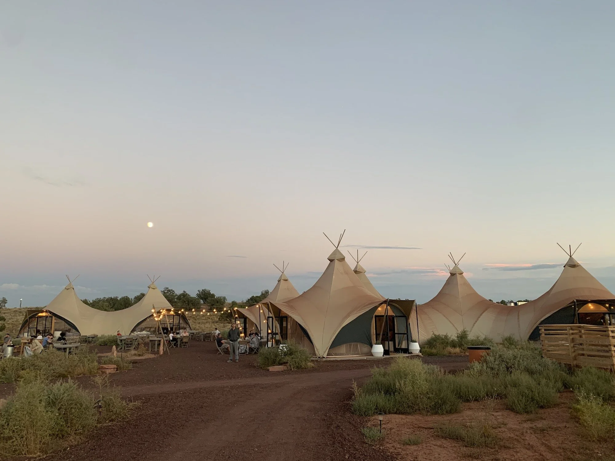 Full moon above the main tent at Under Canvas Grand Canyon.