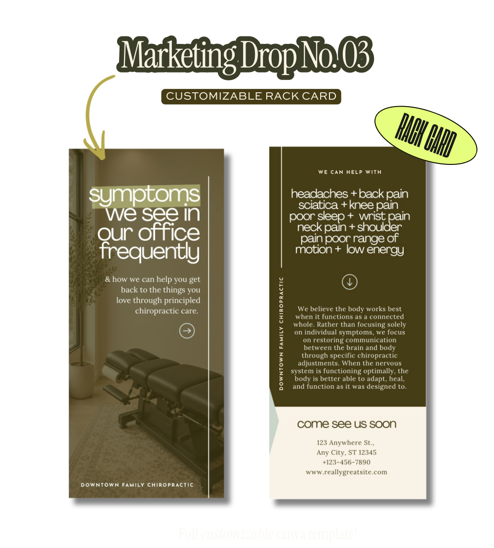 Chiropractic Rack Card Canva Template | Editable Marketing Flyer for Chiropractors