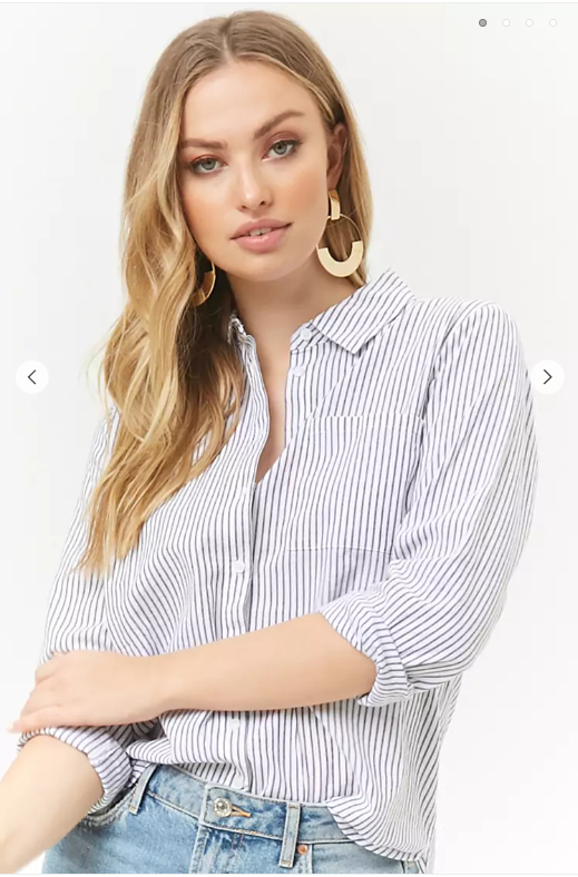 Forever21 Striped Dolphin Hem Shirt