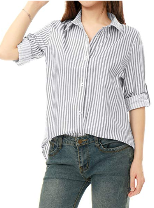 Amazon Allegra K- Vertical Stripe Button Down