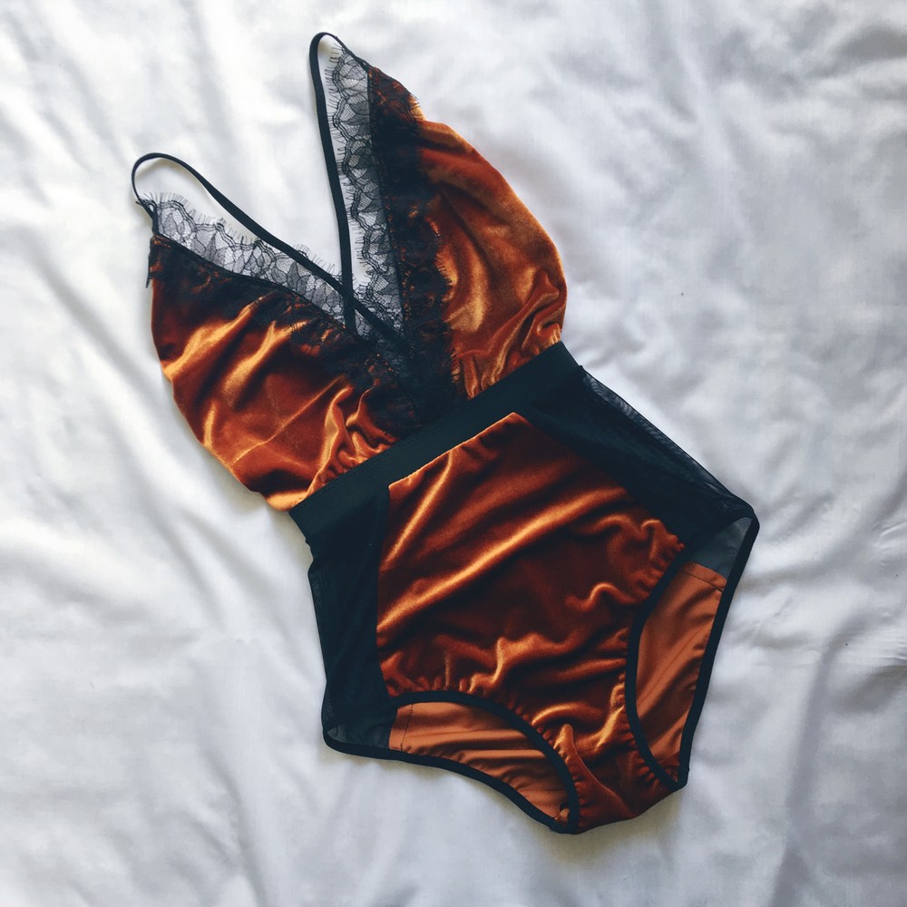 Midnight Kiss Bodysuit- Burnt Orange