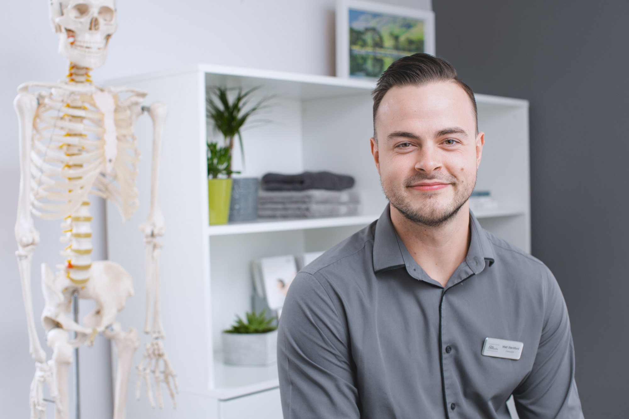 osteopath staff member with skeleton (Copy)