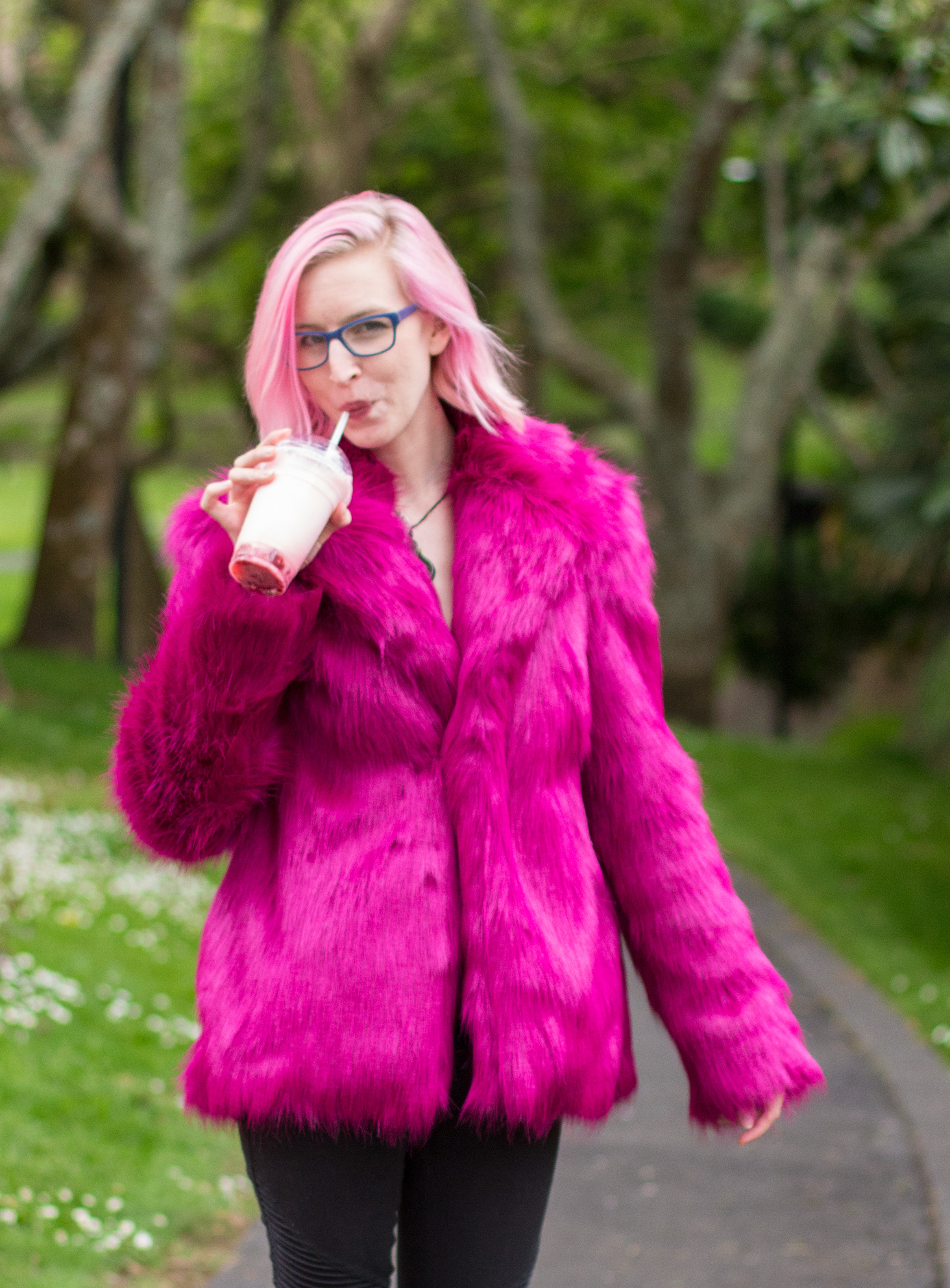 The Hot Pink Faux Fur Vintage Style Coat — Kat Makes