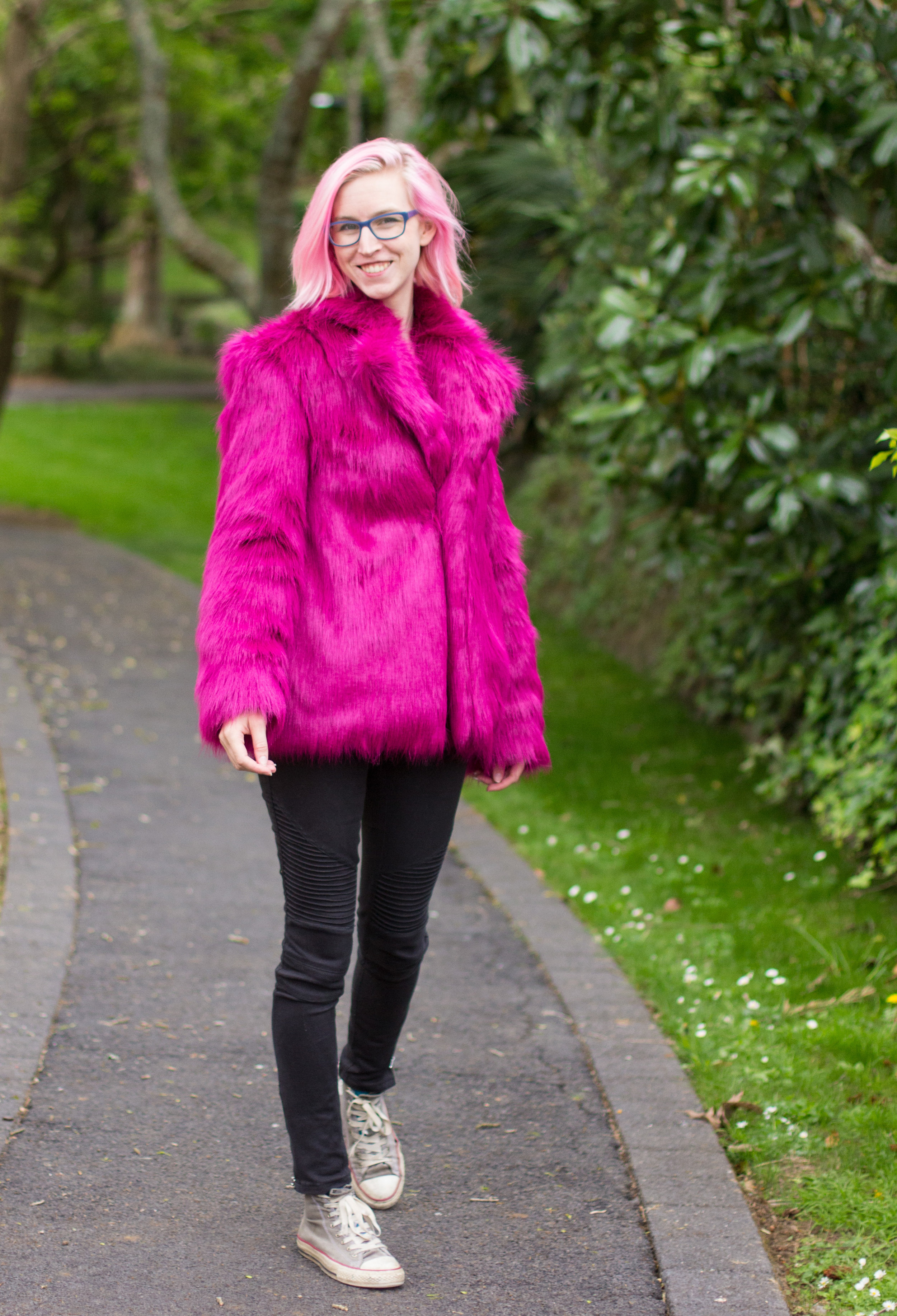 The Hot Pink Faux Fur Vintage Style Coat — Kat Makes