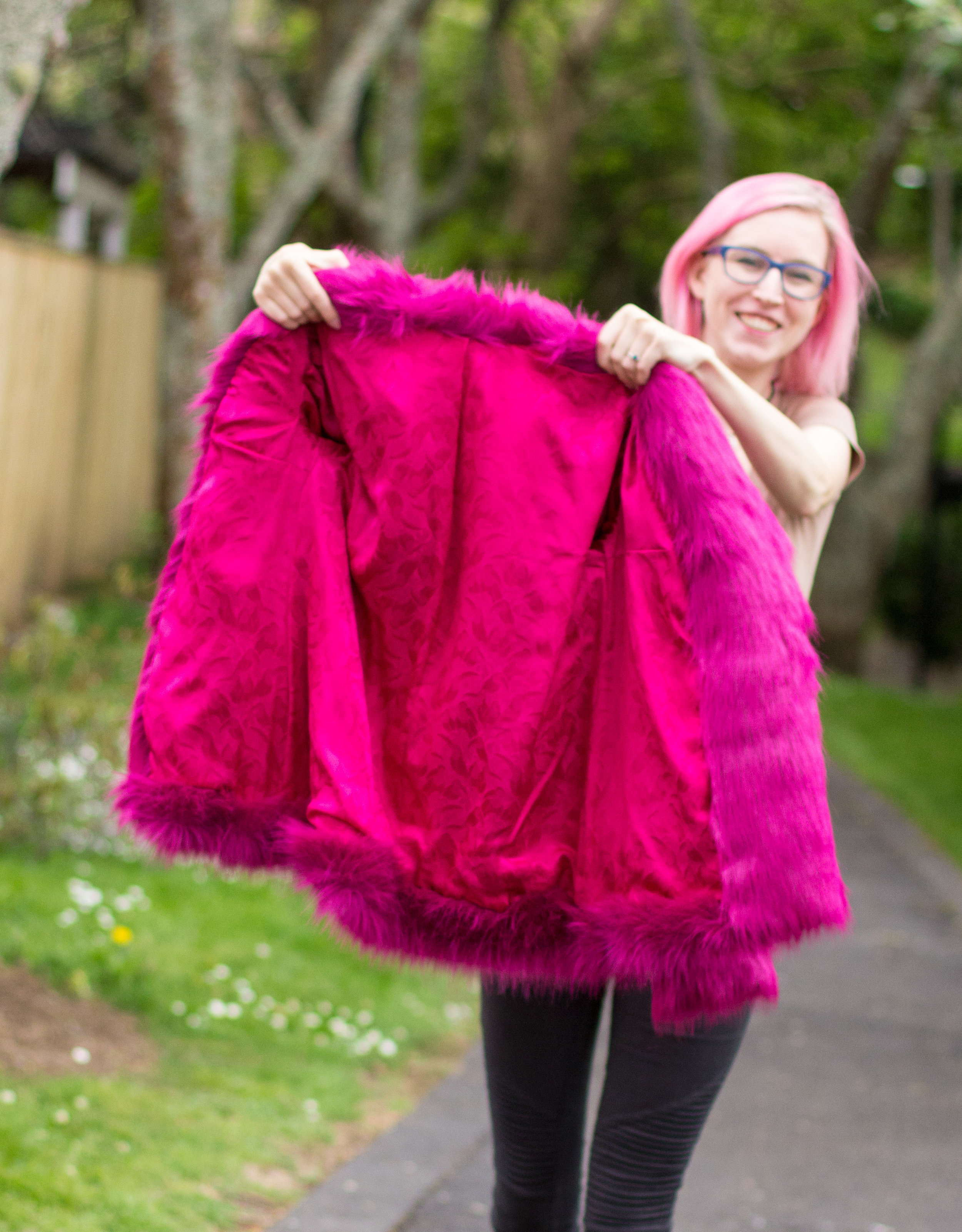 The Hot Pink Faux Fur Vintage Style Coat — Kat Makes