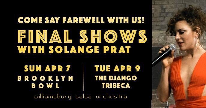 If you haven&rsquo;t had the chance to see my salsa band in action, we only have 2 shows left before our great singer departs.  We&rsquo;re a swinging, tight, clave machine so come to one of these shows!
Sun Apr 7, Brooklyn Bowl
Tues Apr 9, The Djang