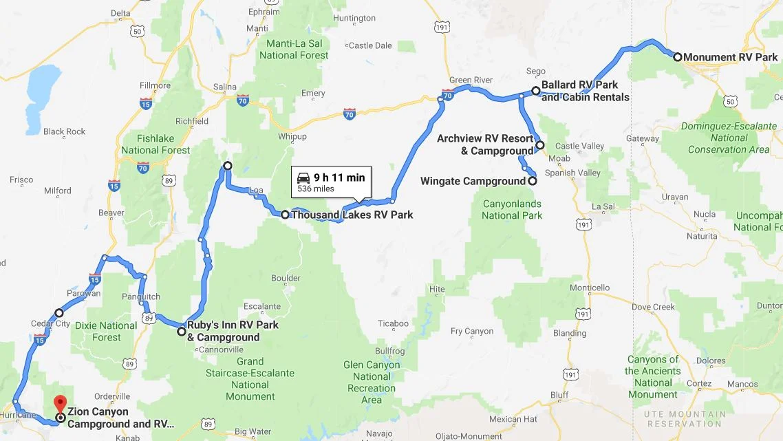 Utah to San Diego, CA by RV