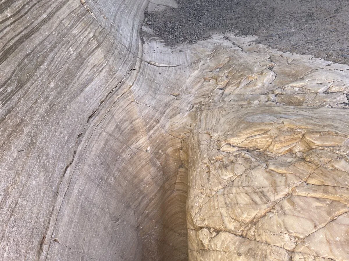 Close up of the polished marble rocks at Mosaic Canyon