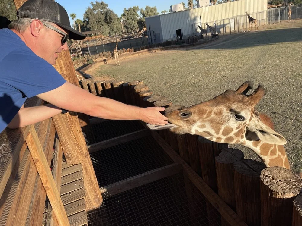 Feeding animals at Wildlife World Zoo, Aquarium &amp; Safari Park
