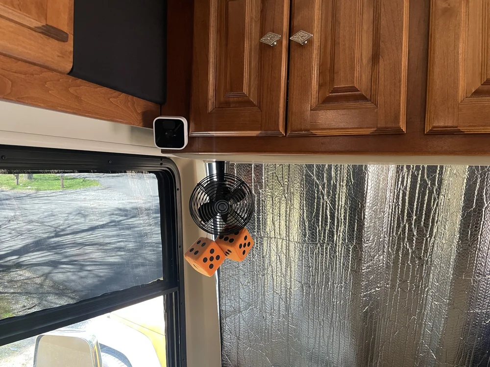 Rear facing indoor camera above driver