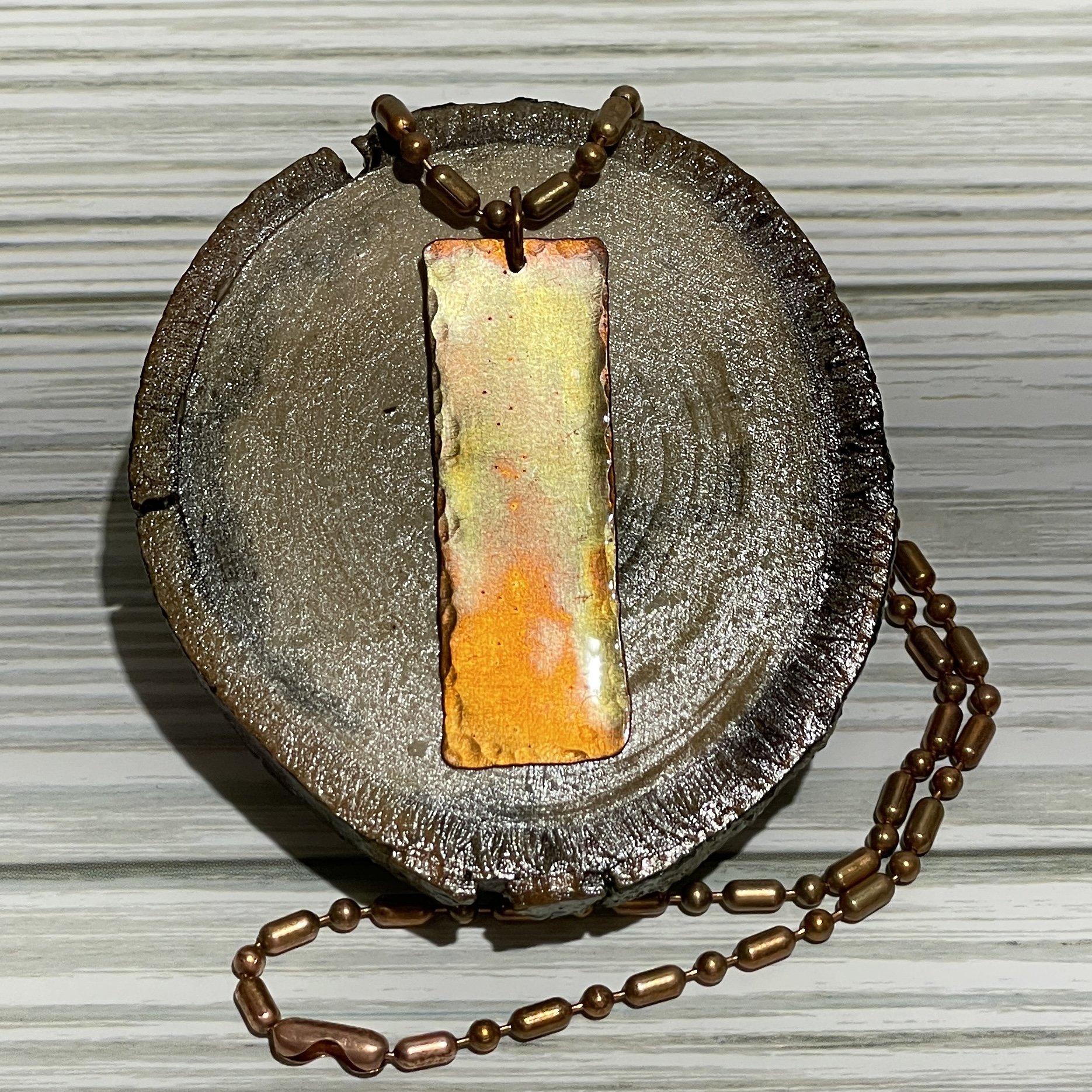 Orange Rectangular Necklace