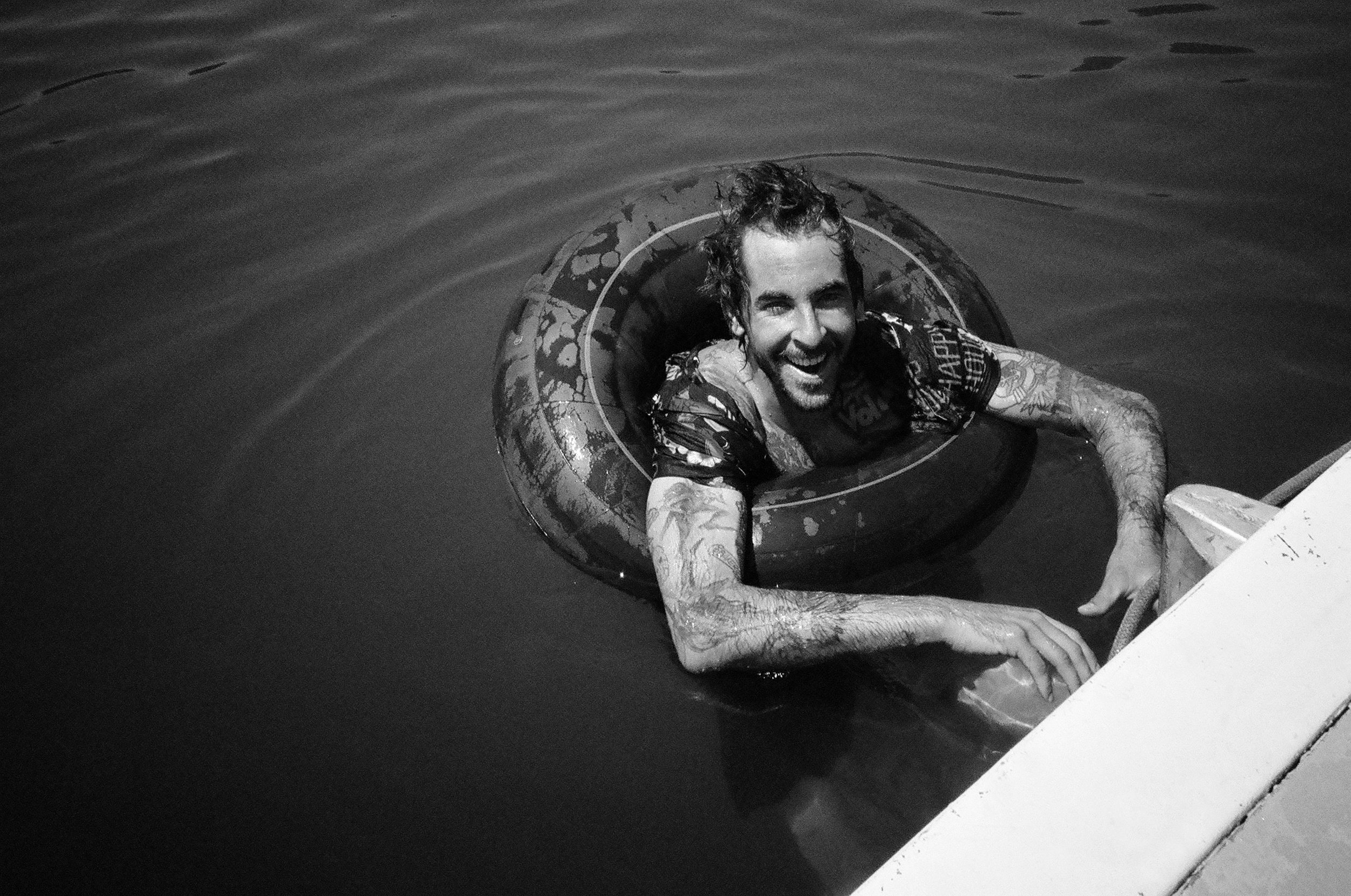 Figgy Tubing Lake Shasta Black and White.JPG