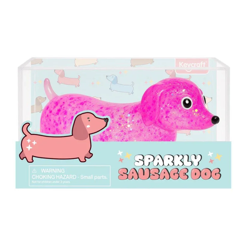 Arriving Soon - Keycraft - Squishy Sparkly Sausage Dog