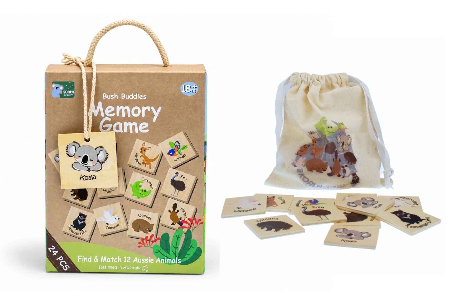 Koala Dream - Bush Buddies Wooden Memory Game Australian Animals
