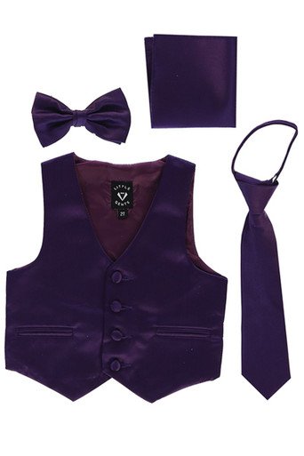 738 - Satin Vest Set - Purple (40% OFF)
