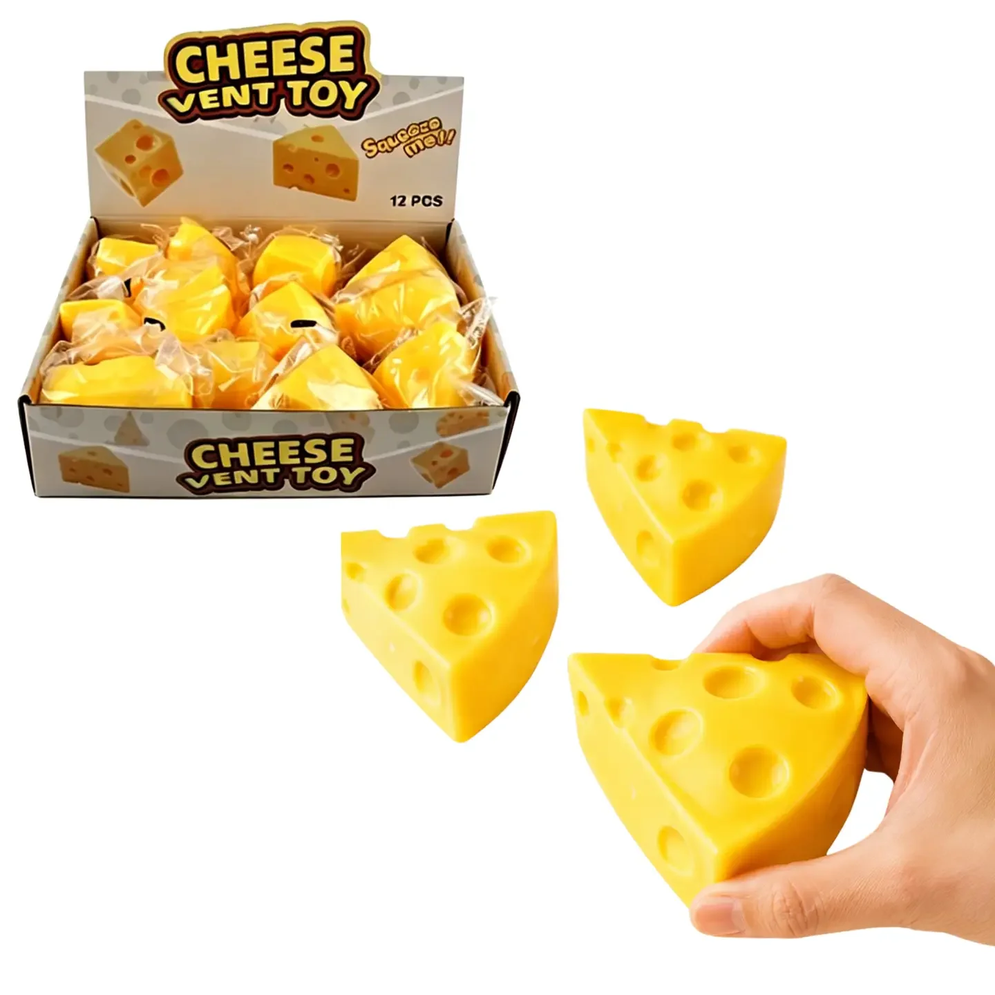 Arriving Soon - Yellow Cheese Squeeze Squishy Stress Free Kids Toy