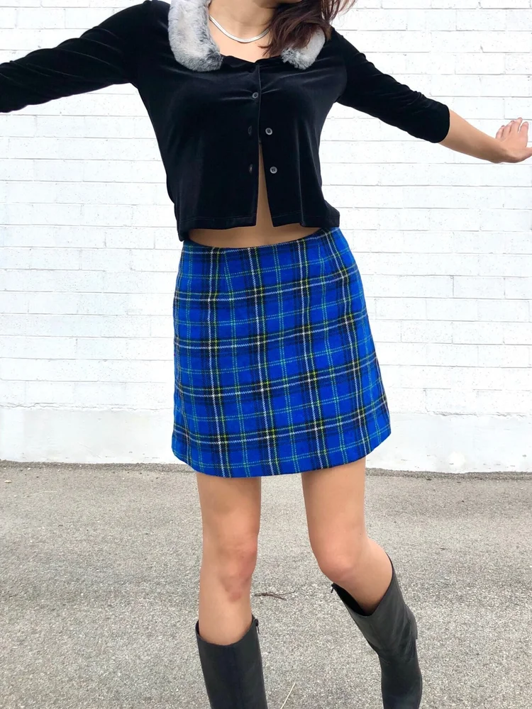 Plaid mini skirt express hot sale