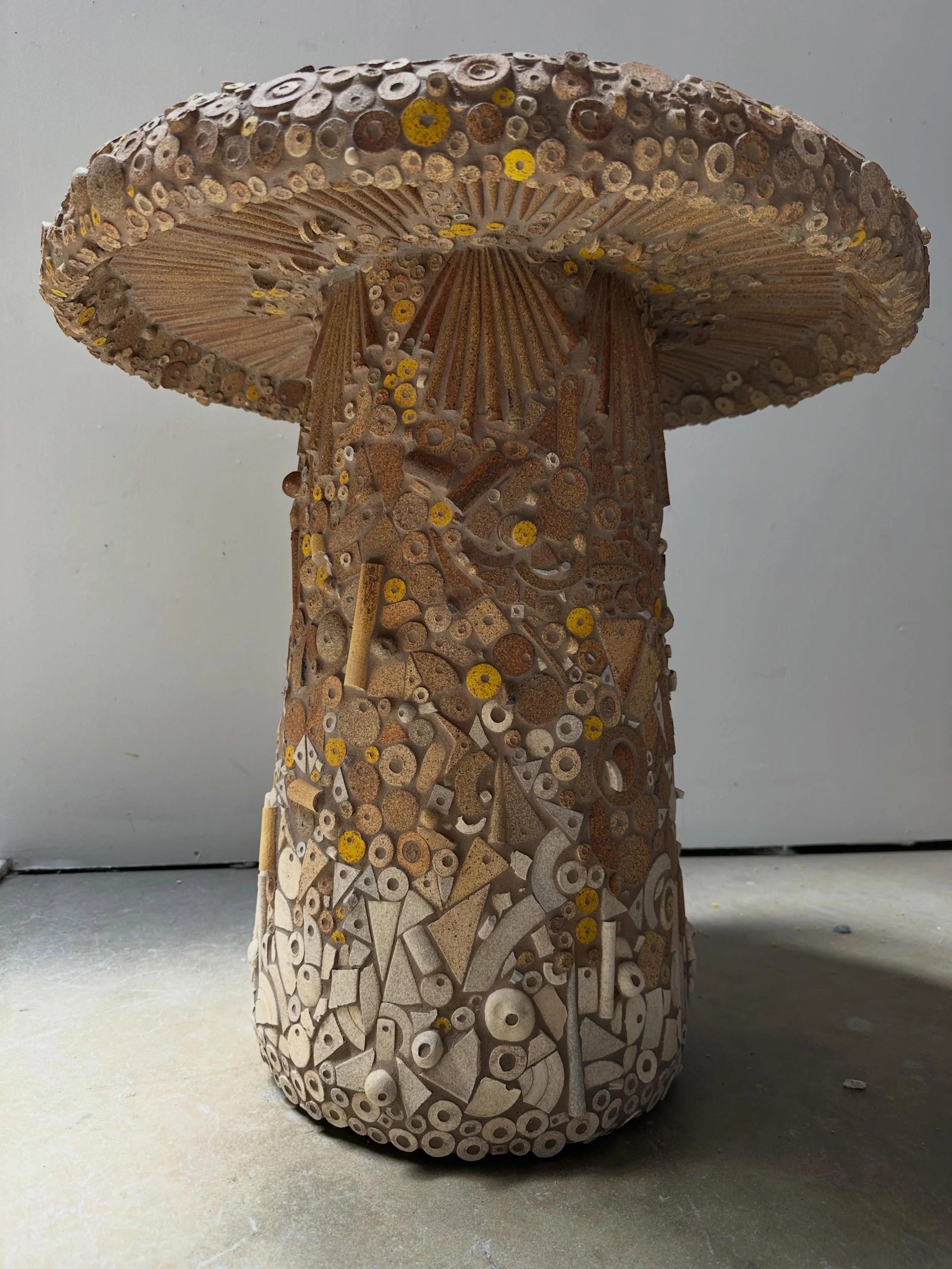 This what happens I got asked to reimagine something with permanence from what already exists.  This giant mushroom is made entirely of left over wall hanging parts in my studio.  Thank you from the bottom of my heart to @unfold.projects @stacykelley