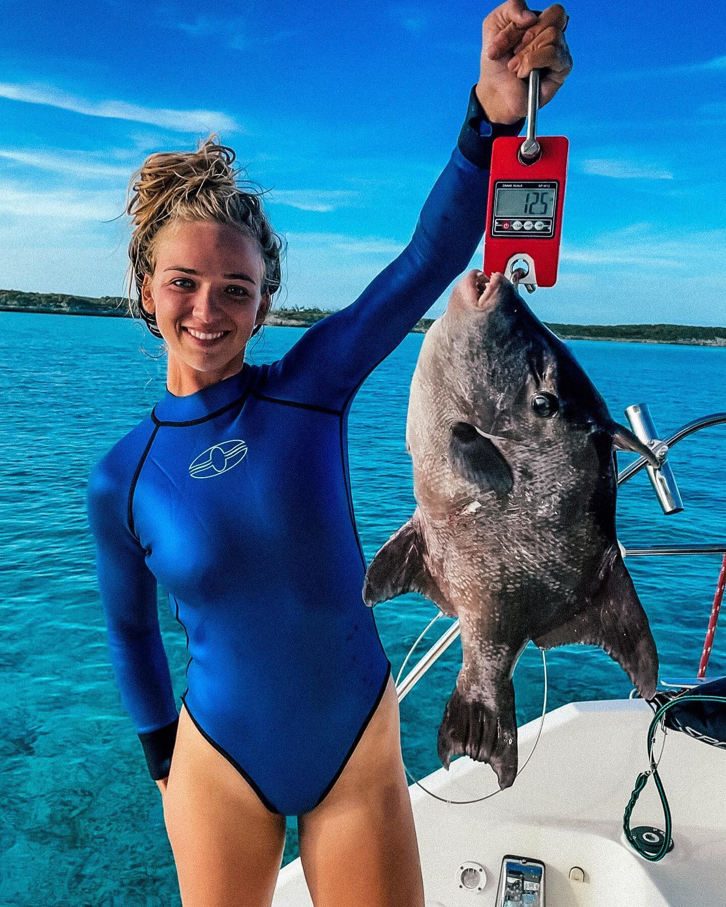 Sascha shot her first Trigger Fish with her @evolvediving pole spear and it was 0.2 lbs off the pending world record shot by a female on a pole spear!! @freediversteph that 12.7 lb trigger you shot was definitely a monster!! A little friendly competi
