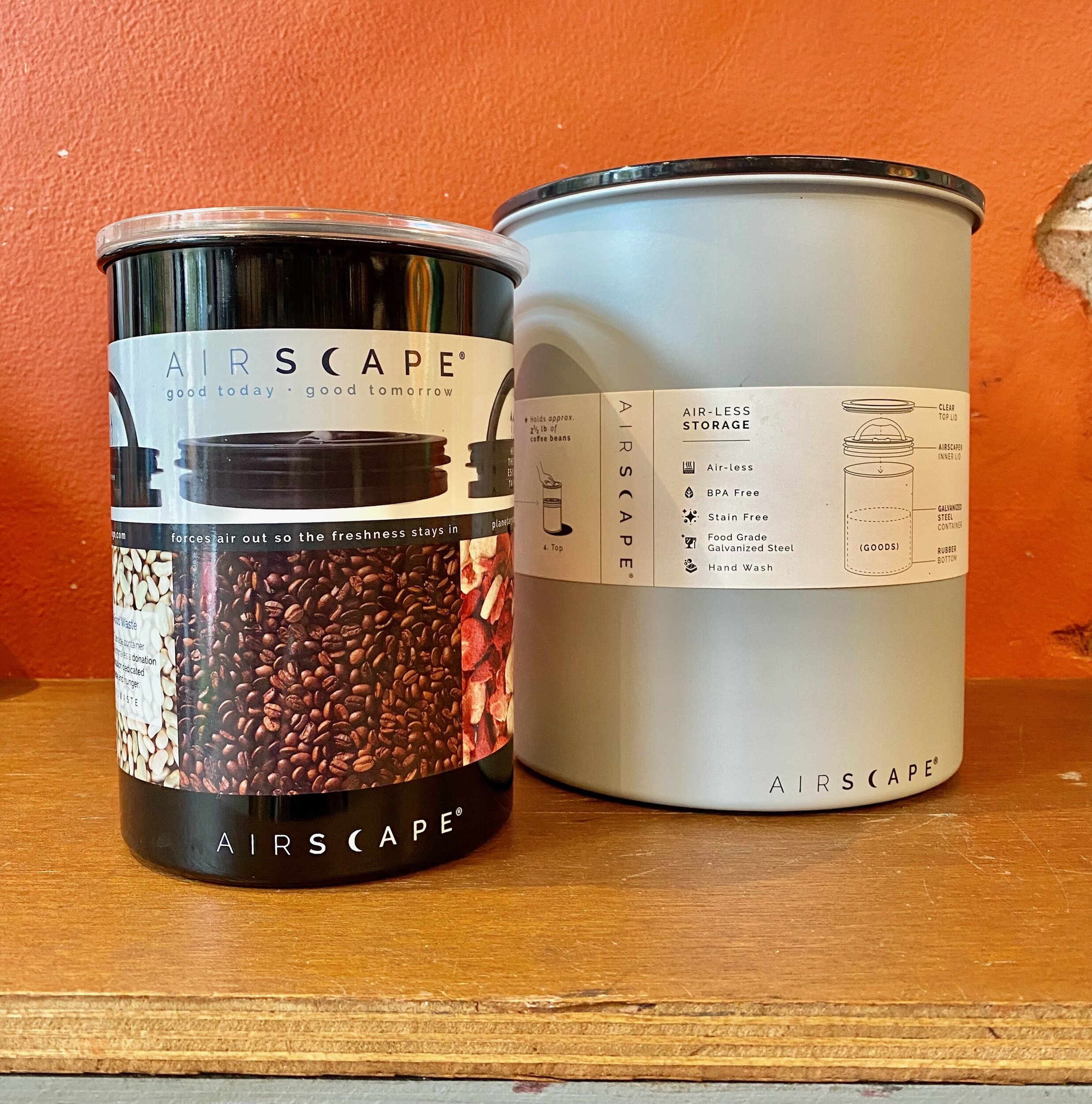 AirScape Kilo Boite Conservatrice Café en Inox Gris Mat, volume 3,8 L,  contenance 1 Kg