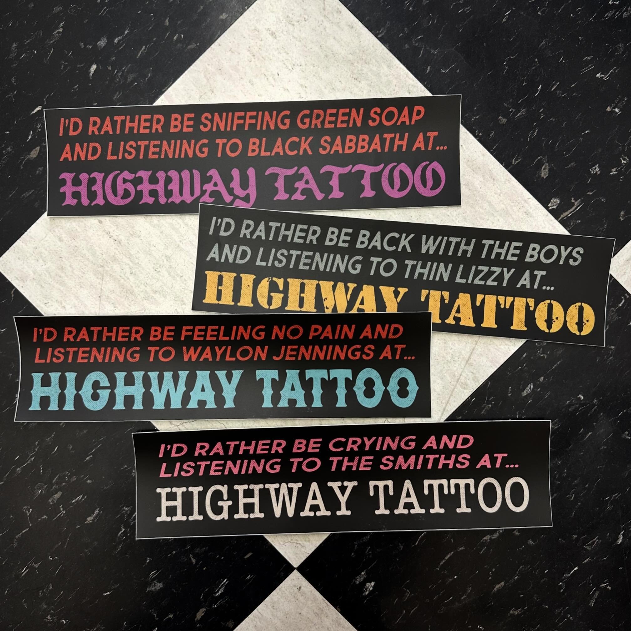 New stickers for your whips. Come and pick one up @highwaytattoo $5