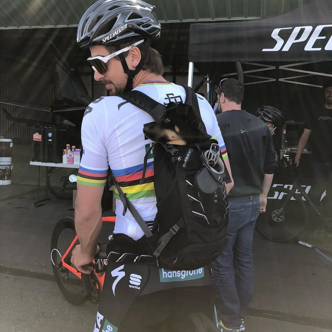 Peter Giving His New Friend a Lift in Truckee Pre-Ride Photo Credit: Christopher Keiser