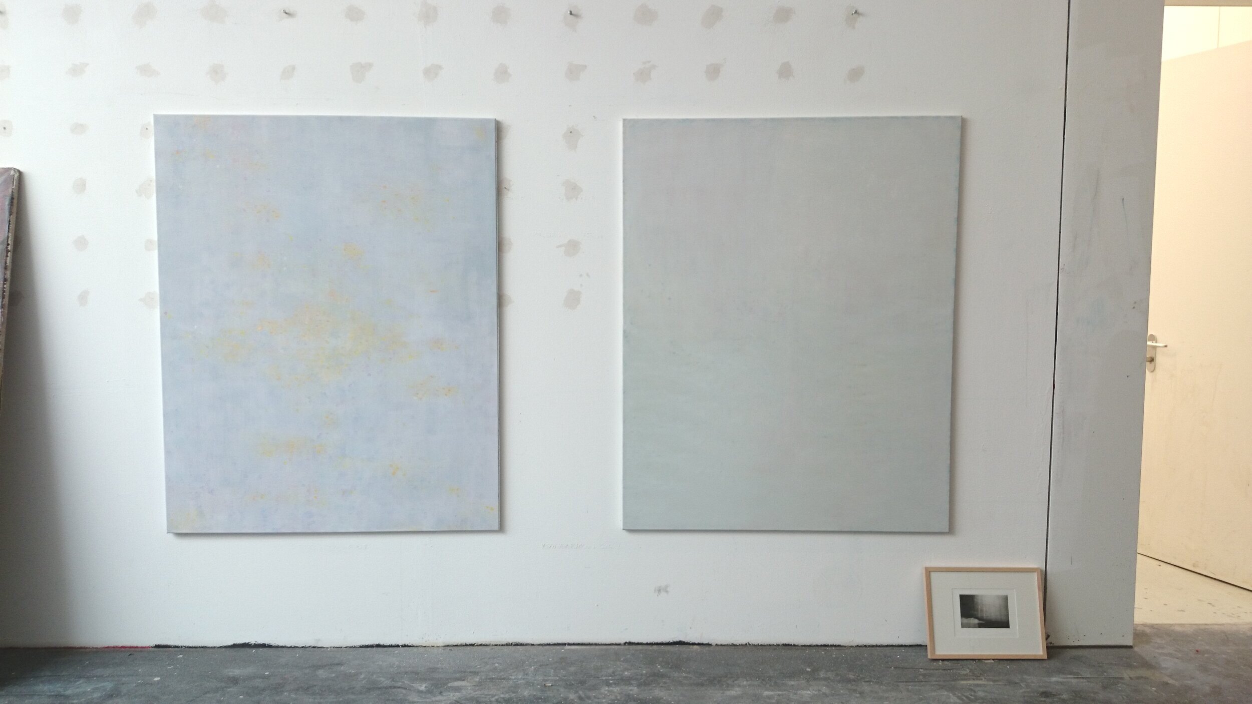  The Perfect Void I &amp; II, 1 x 1,5 m, Japanese watercolour, acrylic and oil on canvas, 2015 (studio view) 